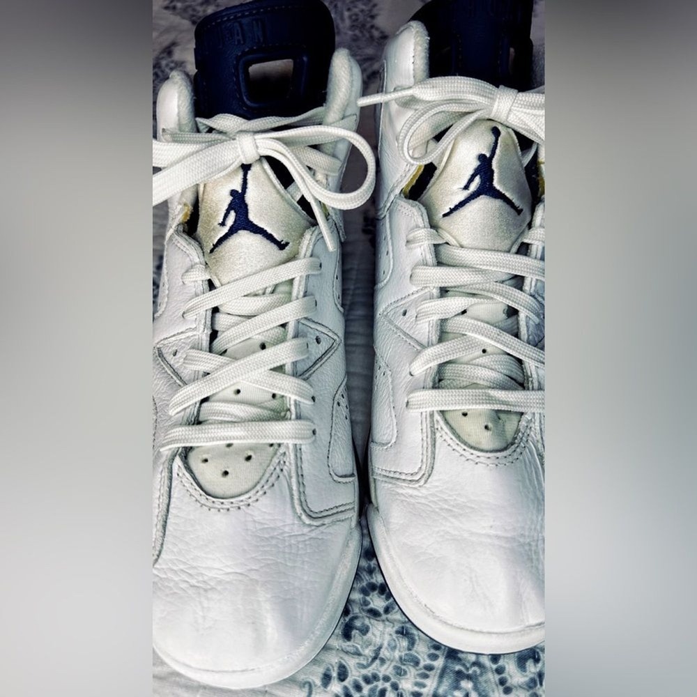 Jordan Air Jordan 6 Retro Youth 7Y White‎ Midnight Navy Good 384665-141